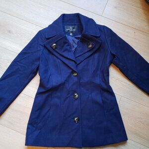 London Fog navy blue pea coat small